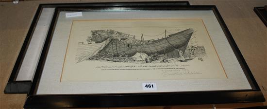 Pair of David Hutchinson prints of old boats